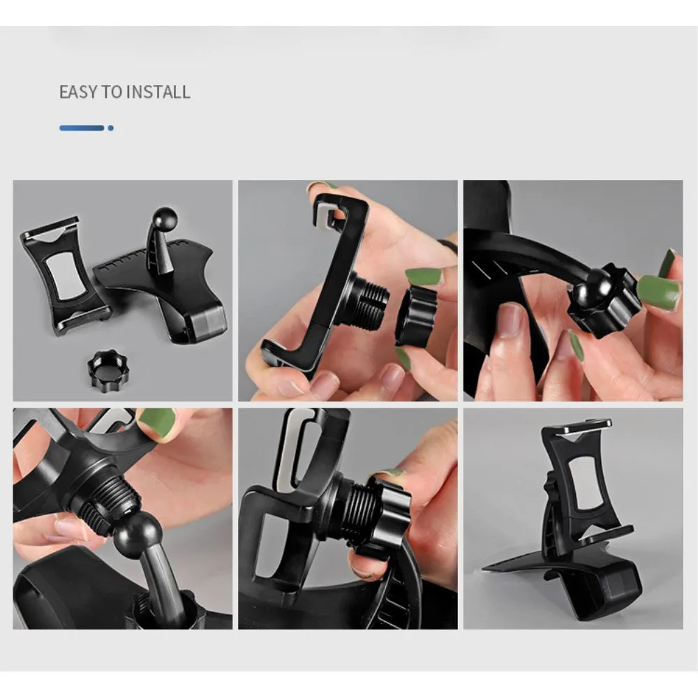 3 in 1 Car GPS Smartphone Holder: Dashboard / Visor Clamp   AC Grid Clip for Azumi Chic - Black
