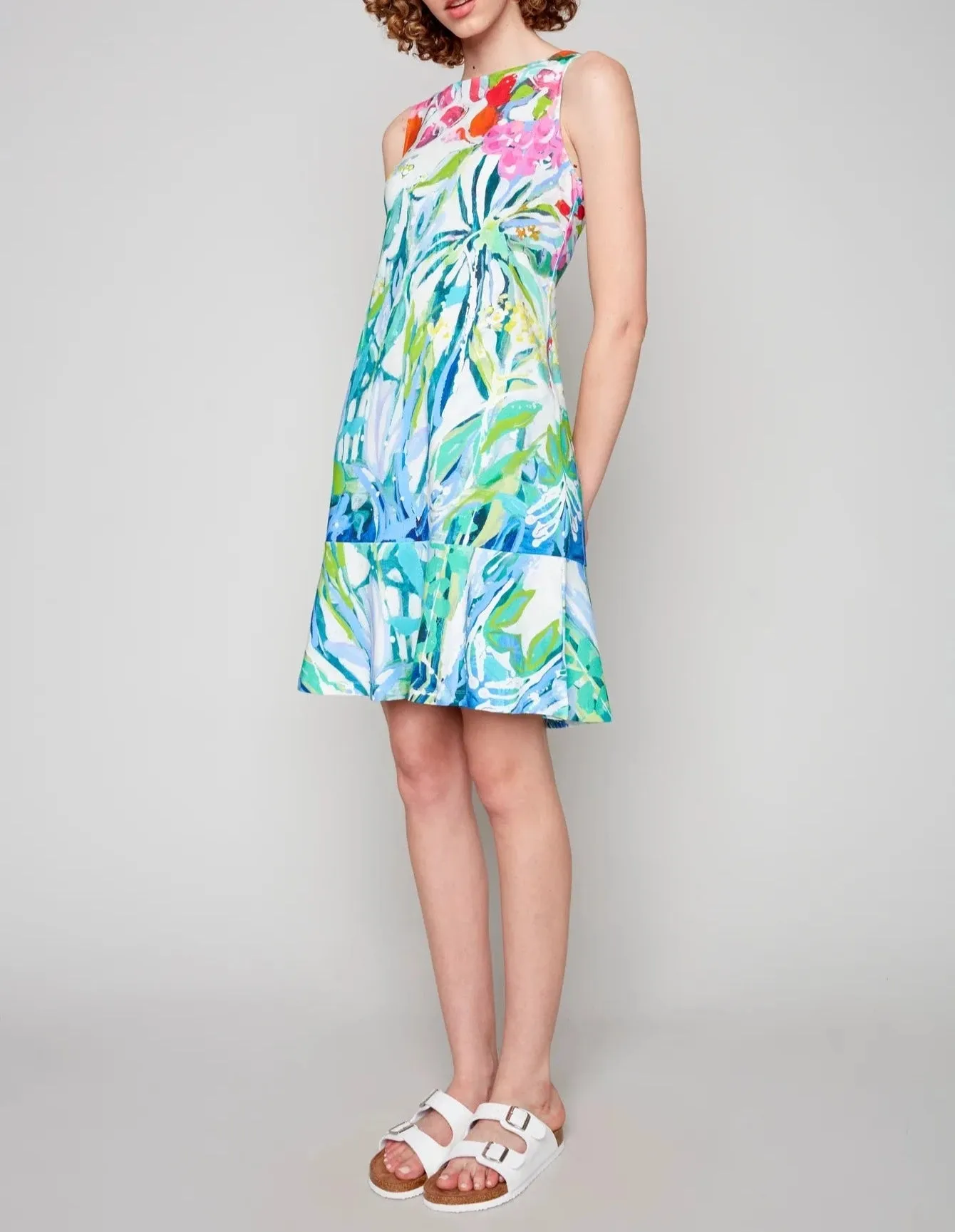 At Liberty in the Garden Sleeveless Frill Bottom Dress