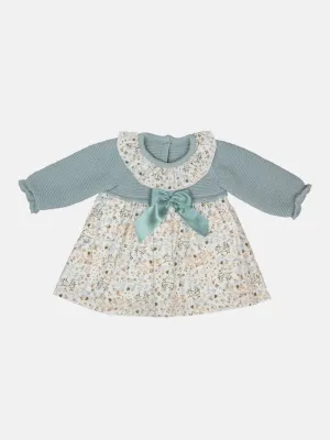 Baby Girl Flores Collection Forest Print Floral Spanish Dress - Mint Green