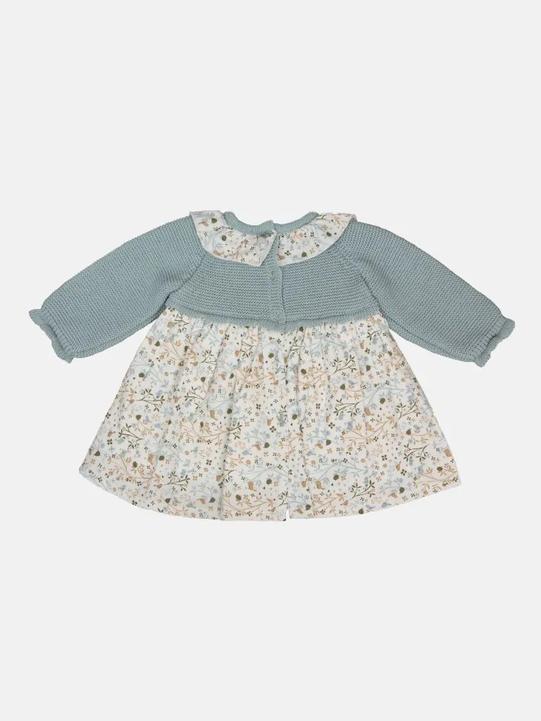 Baby Girl Flores Collection Forest Print Floral Spanish Dress - Mint Green