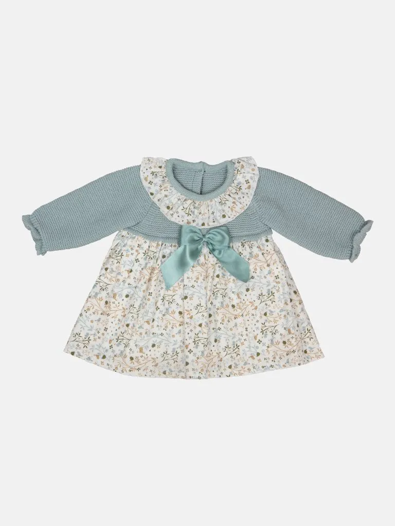 Baby Girl Flores Collection Forest Print Floral Spanish Dress - Mint Green