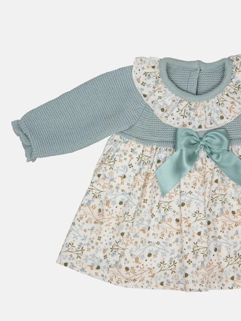 Baby Girl Flores Collection Forest Print Floral Spanish Dress - Mint Green