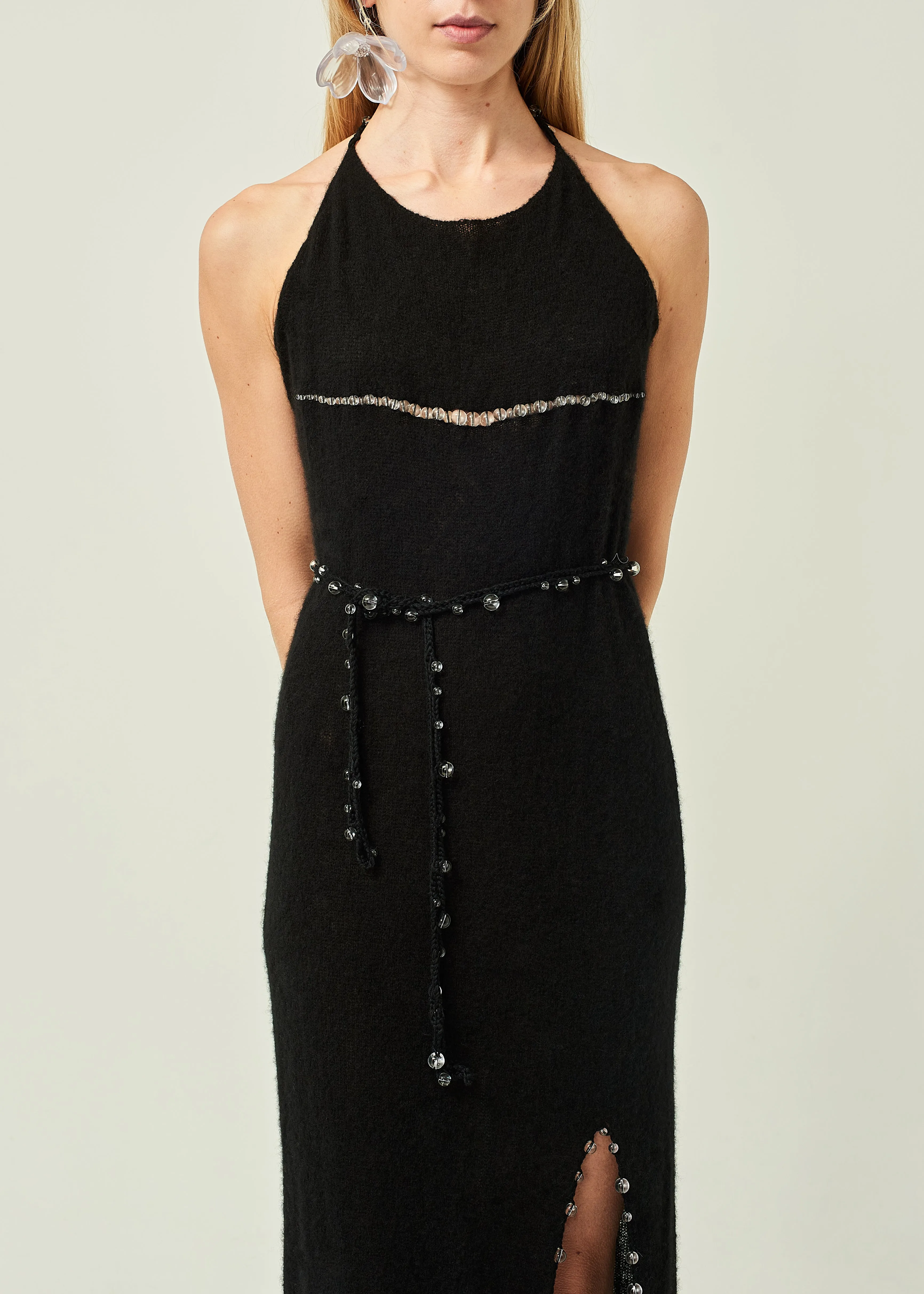 BEADED CUT-OUT DRESS