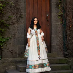 Beautiful Cultural Habesha Dress: with  Adorable Intricated Embroidery Ethiopian Traditional Dress for Holidays and Celebrations Habesha Kemis