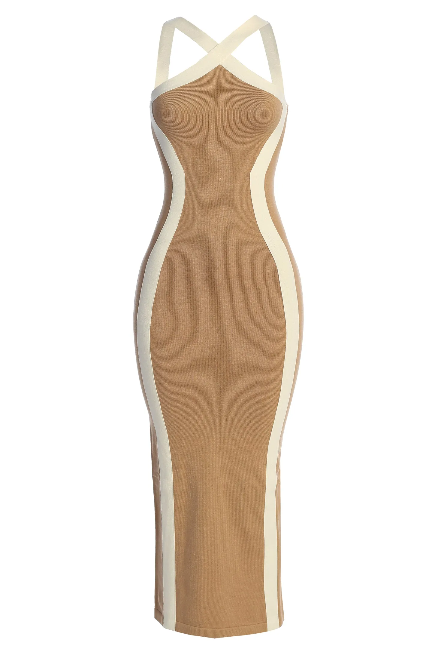 Beige Fabiola Contrast Maxi Dress