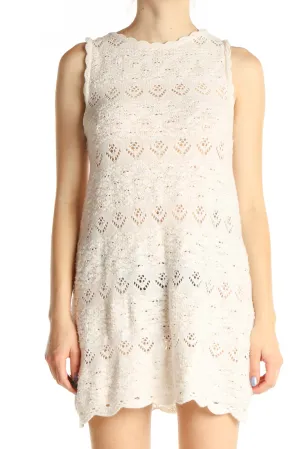 Beige Lace Holiday Fit & Flare Dress