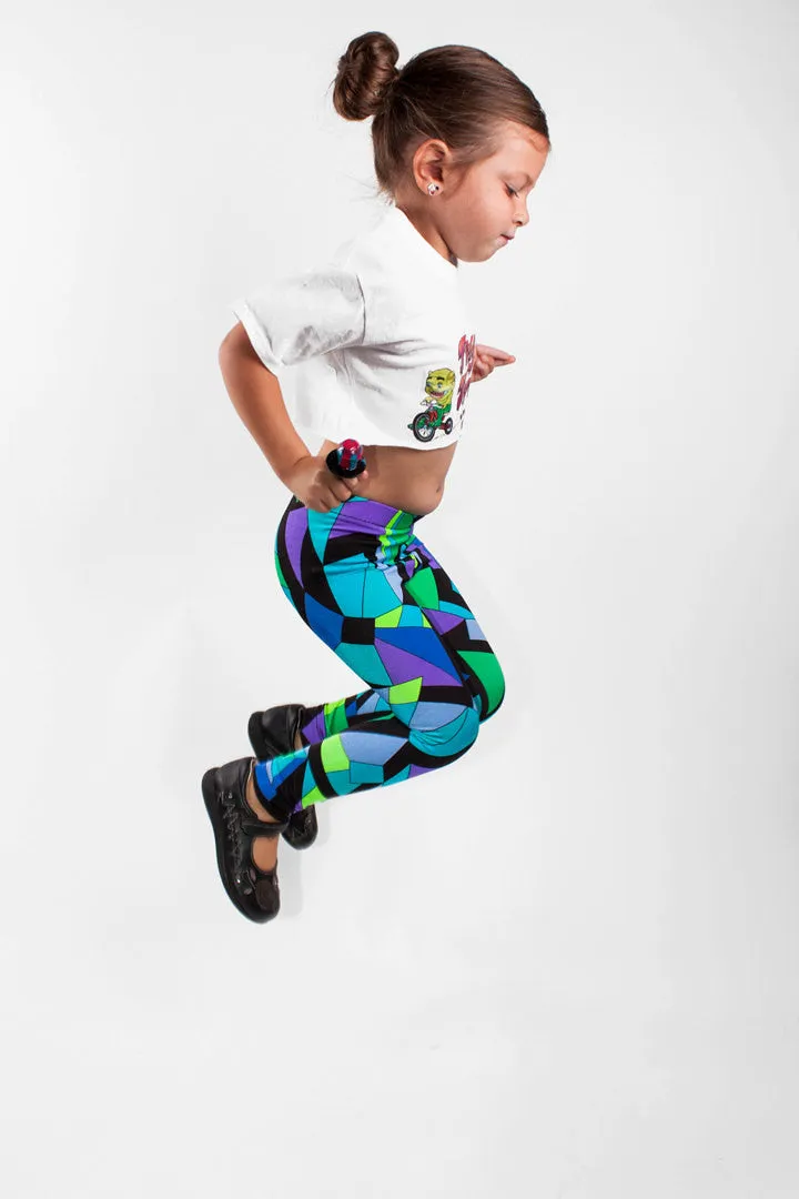 Blue Kaleidoscope Kids Leggings