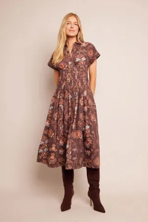 Cara Cara Nash Midi Dress in Brown Vint Blossom