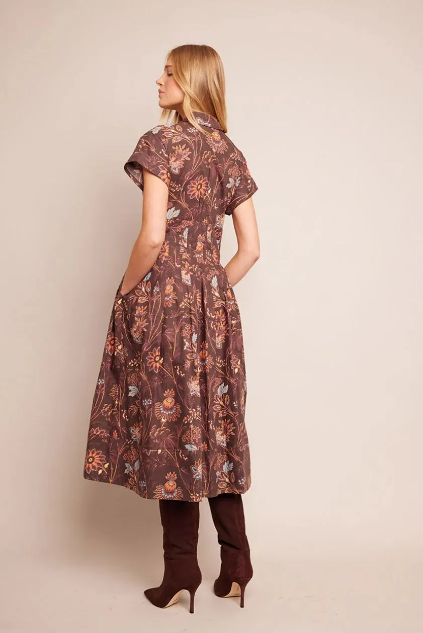 Cara Cara Nash Midi Dress in Brown Vint Blossom