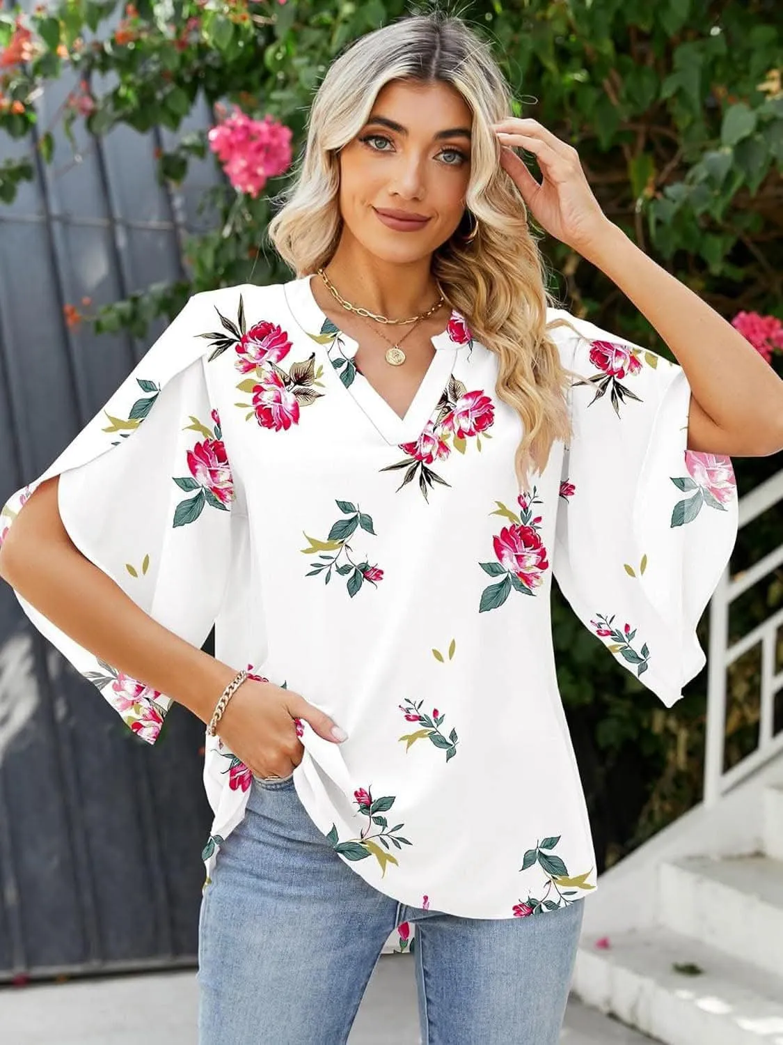 Chic Notched Sleeve Blouse