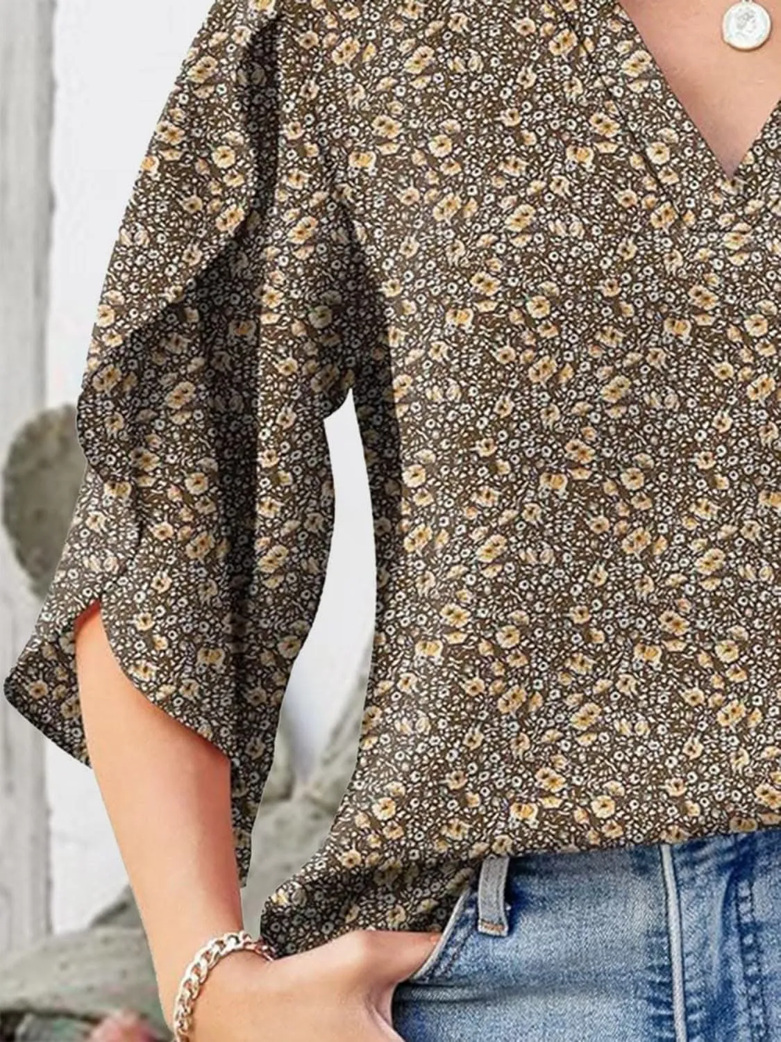 Chic Notched Sleeve Blouse