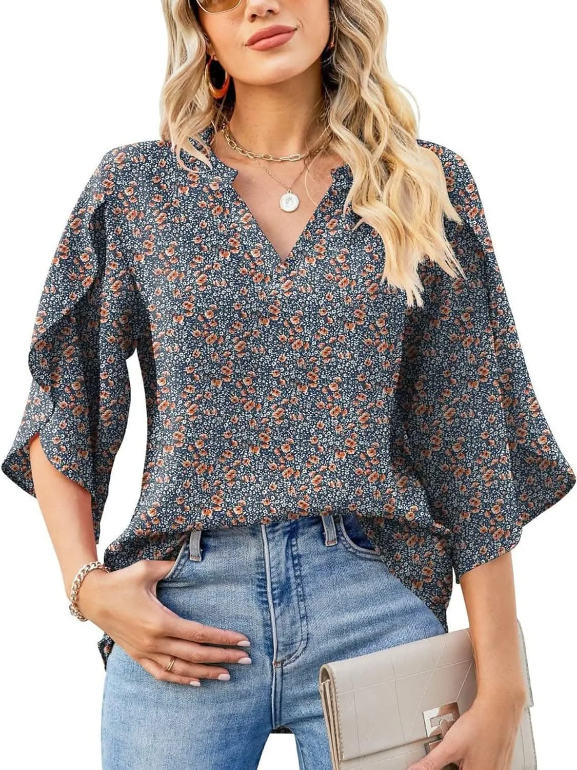 Chic Notched Sleeve Blouse