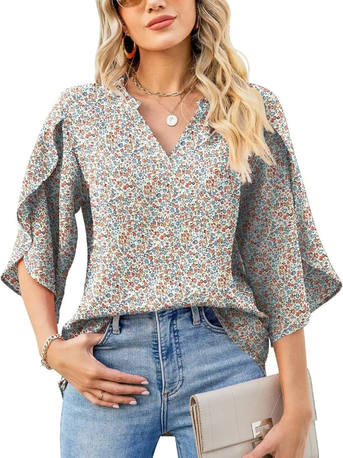 Chic Notched Sleeve Blouse