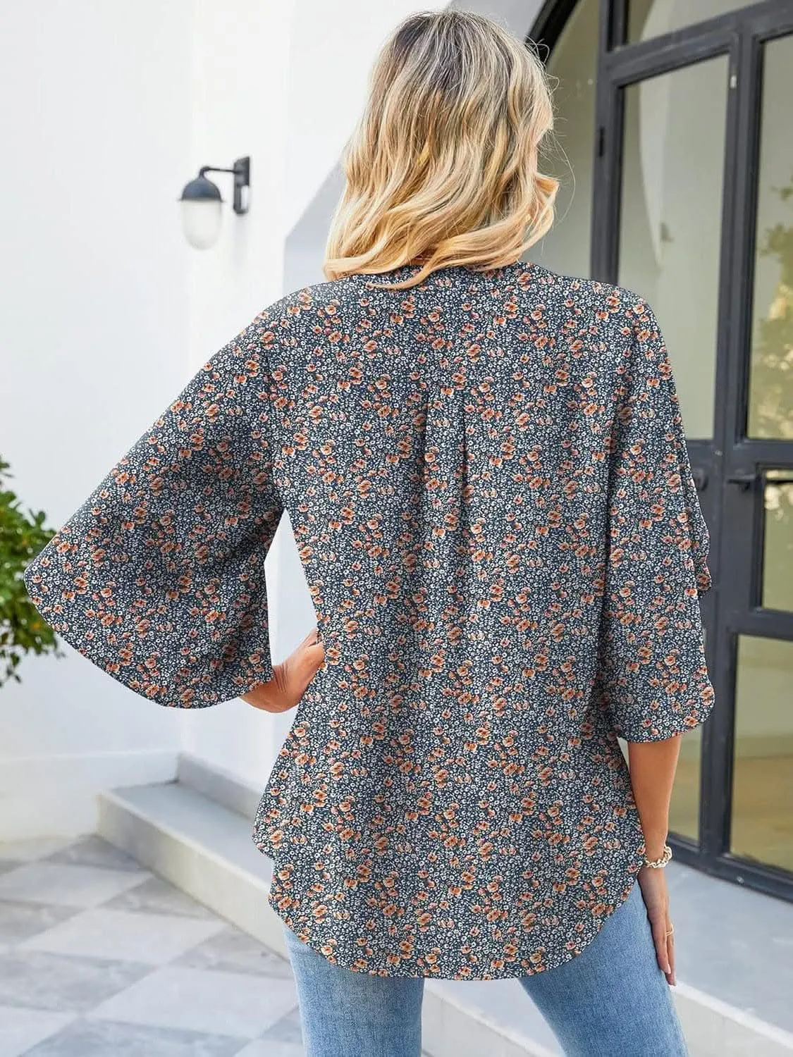 Chic Notched Sleeve Blouse