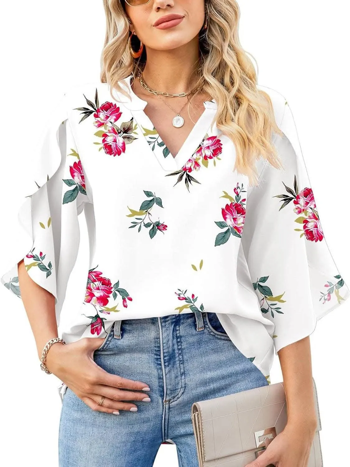 Chic Notched Sleeve Blouse