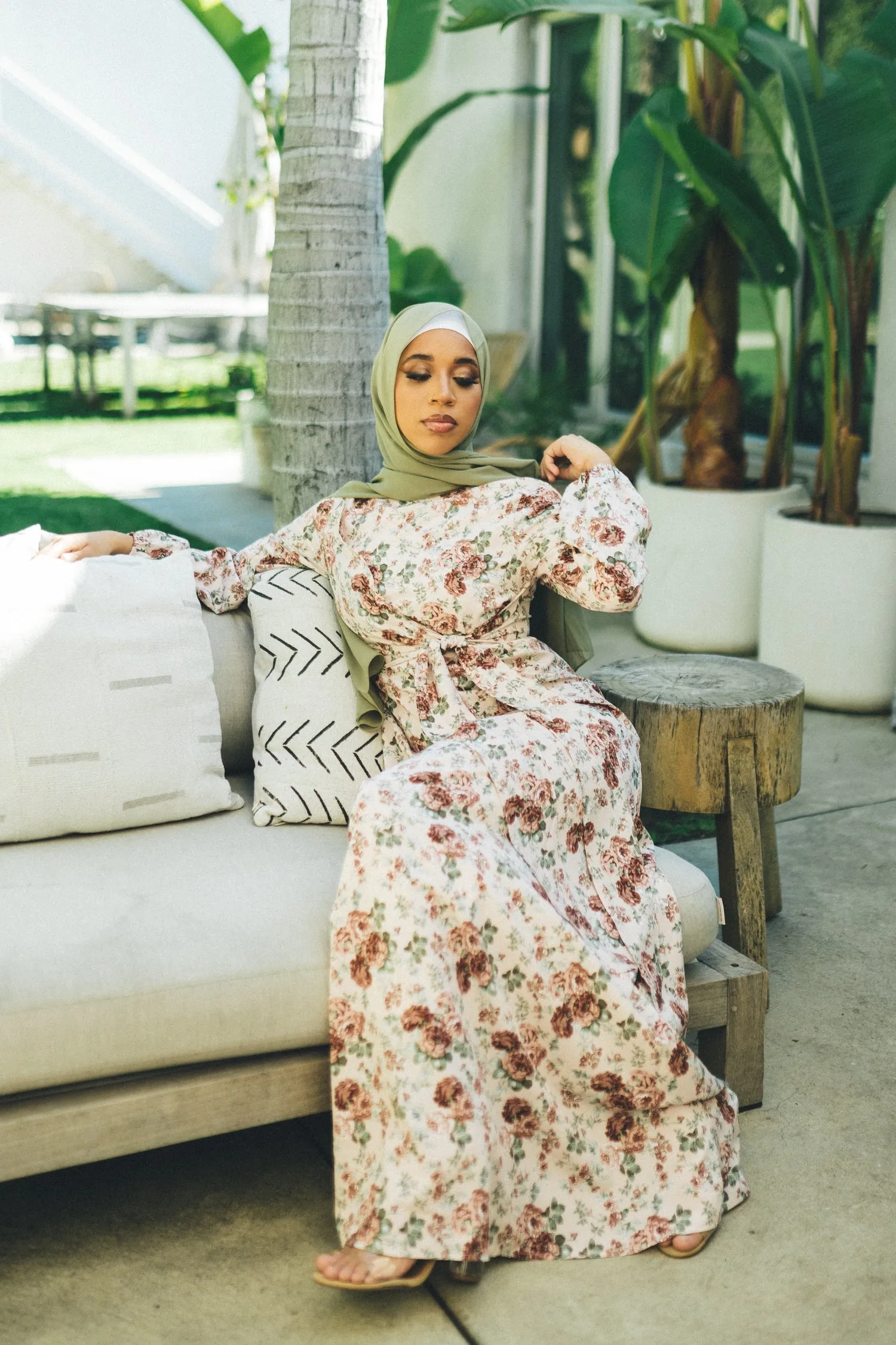 Dahlia Floral Wrap Dress- Light Pink