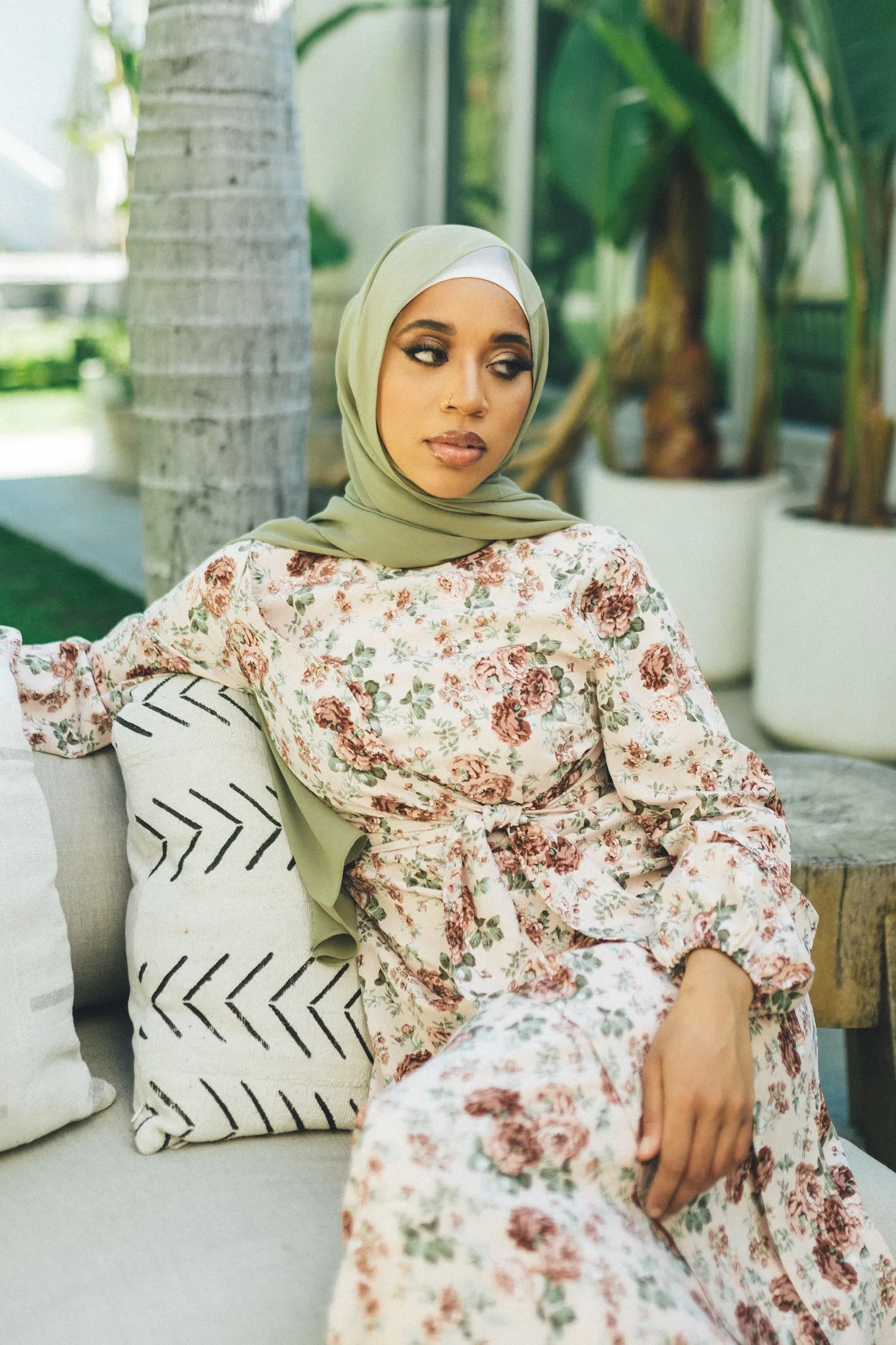 Dahlia Floral Wrap Dress- Light Pink