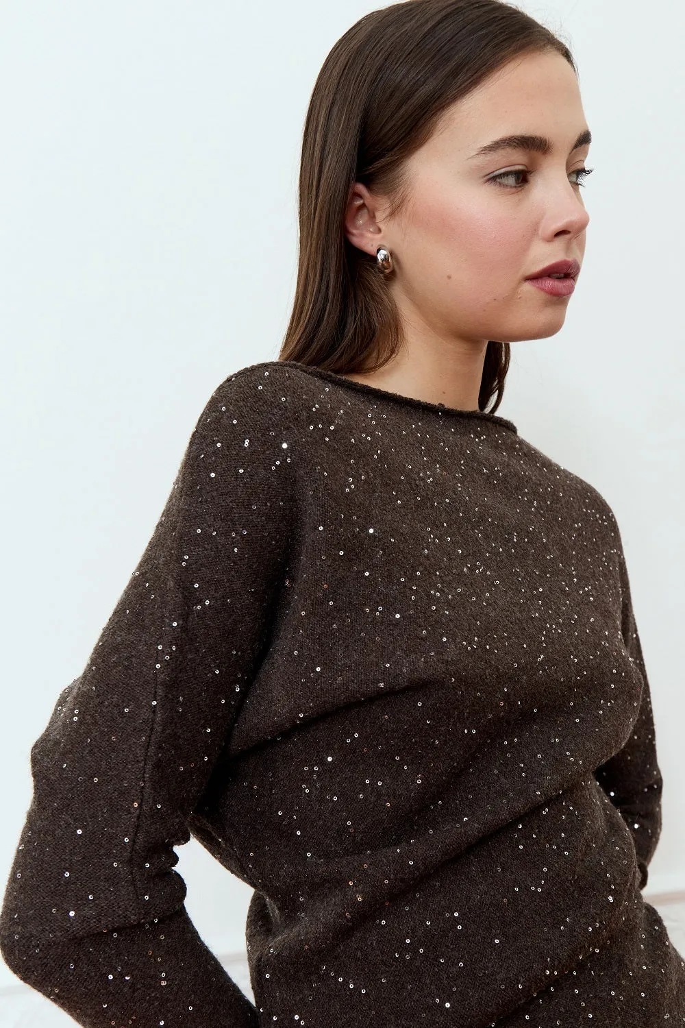 Daphne Knit Long Sleeve Mini Dress | Dark Grey