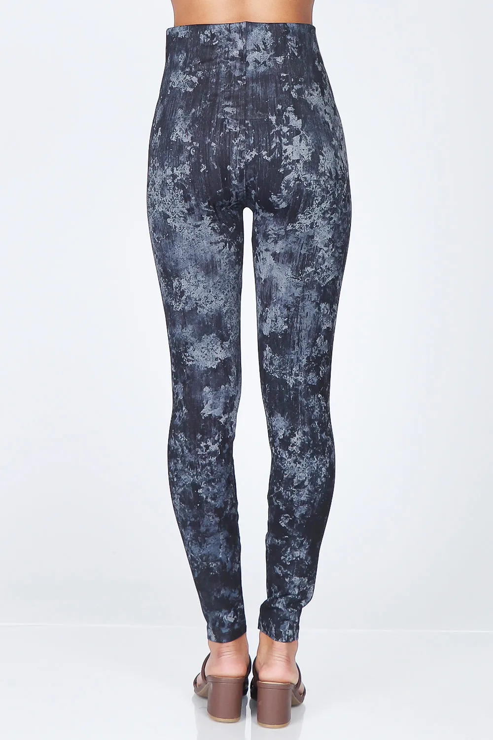 Dappled Floral Painting Print Leggings in Pewter
