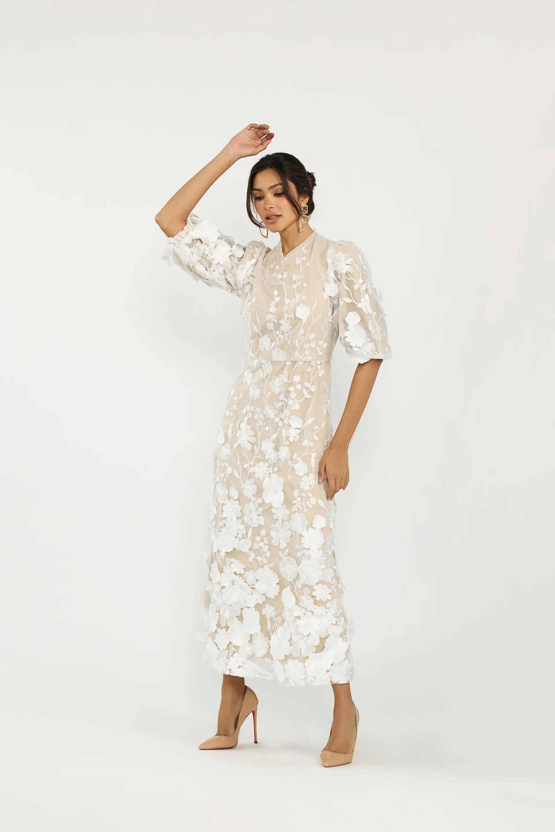 Embroidered Midi Dress