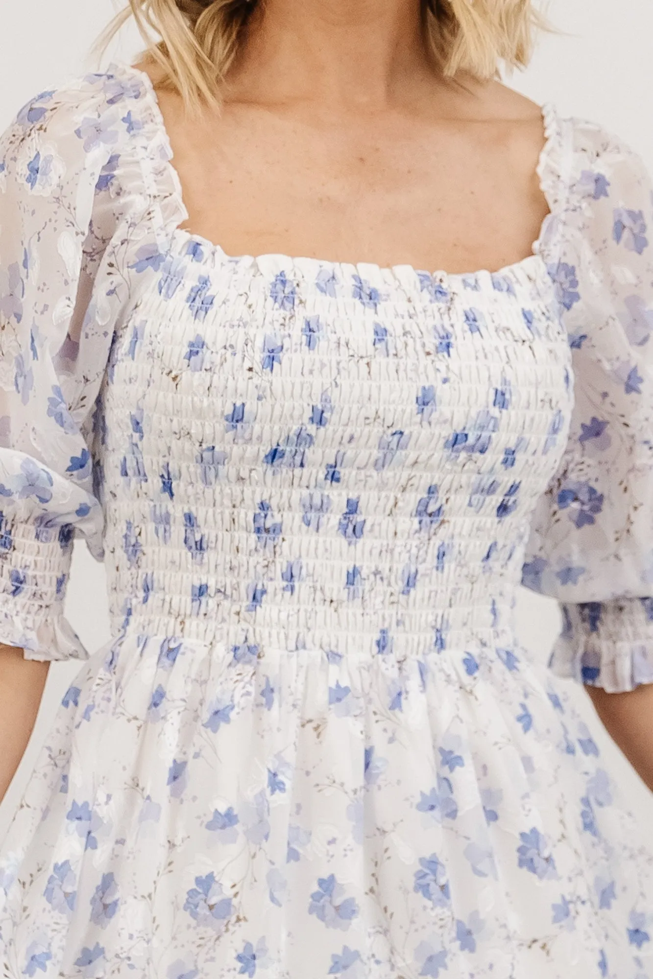 Fabian Jacquard Midi Dress | Blue Floral