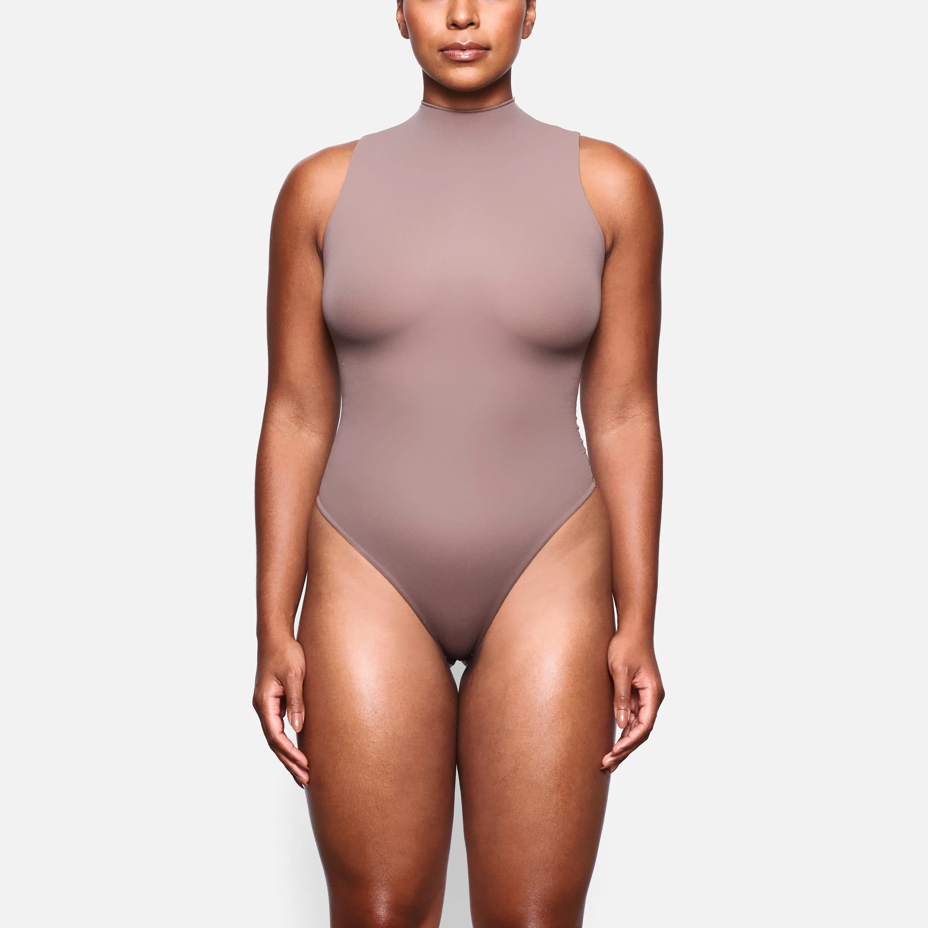 FITS EVERYBODY SLEEVELESS MOCK NECK BODYSUIT | UMBER