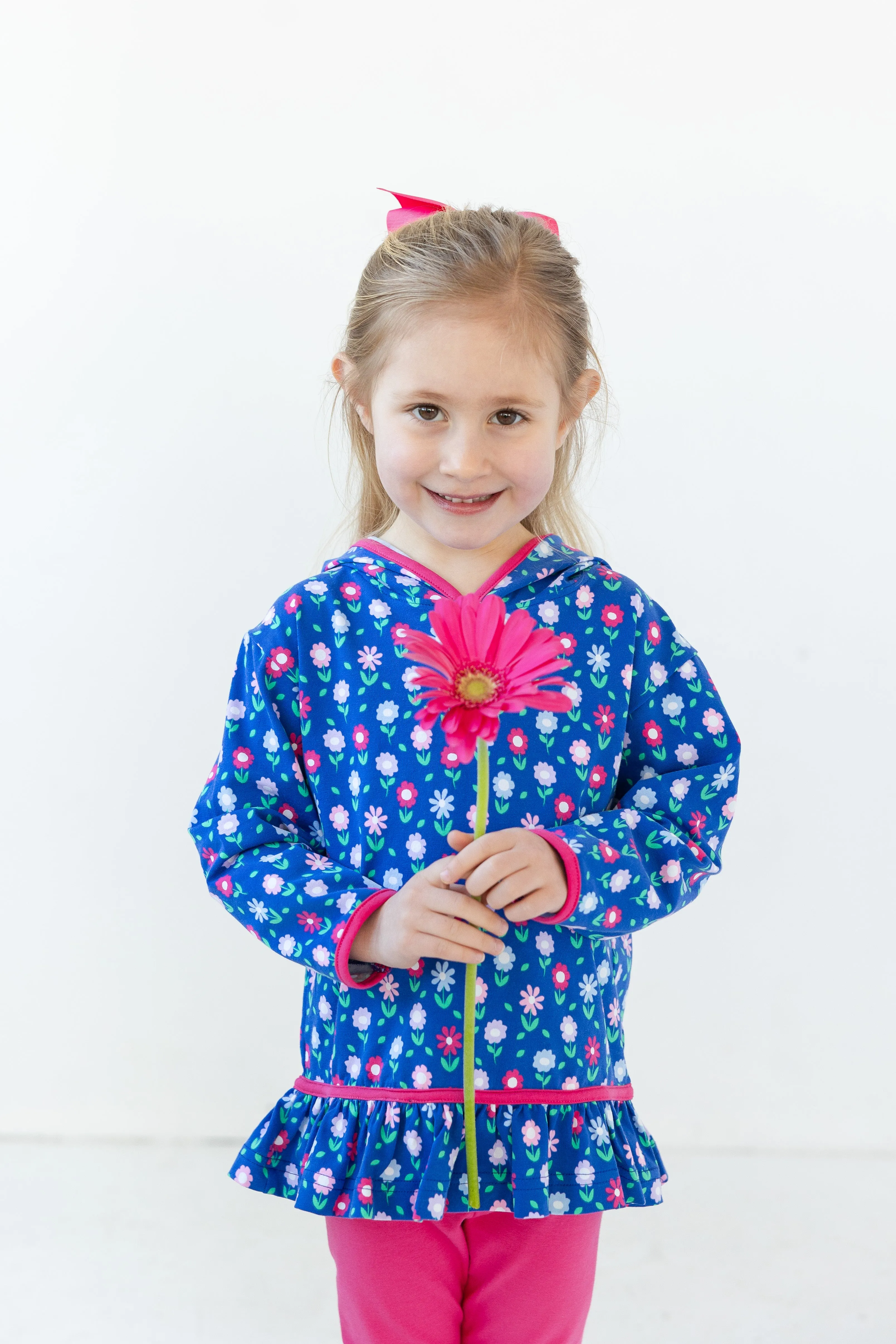 Floral Knit Hoodie With Flowers