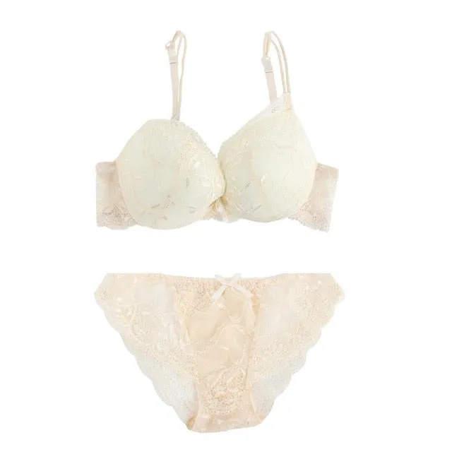 Floral Lace Embroidery Lingerie Set