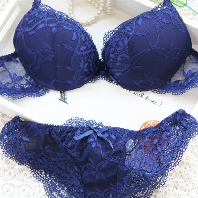 Floral Lace Embroidery Lingerie Set