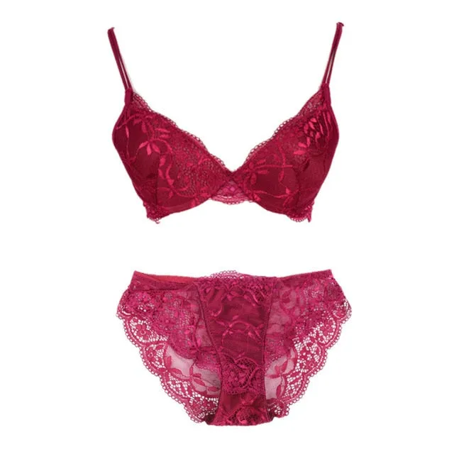 Floral Lace Embroidery Lingerie Set
