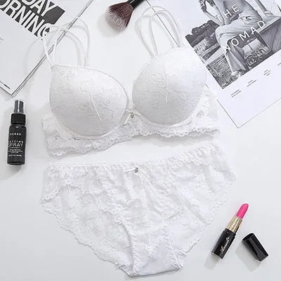 Floral Lace Push Up Bra Set
