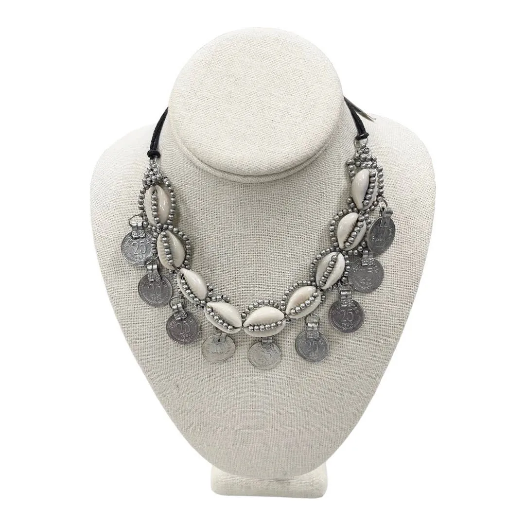 Free People Shell and Coin Dangle Choker Necklace Bohemian New
