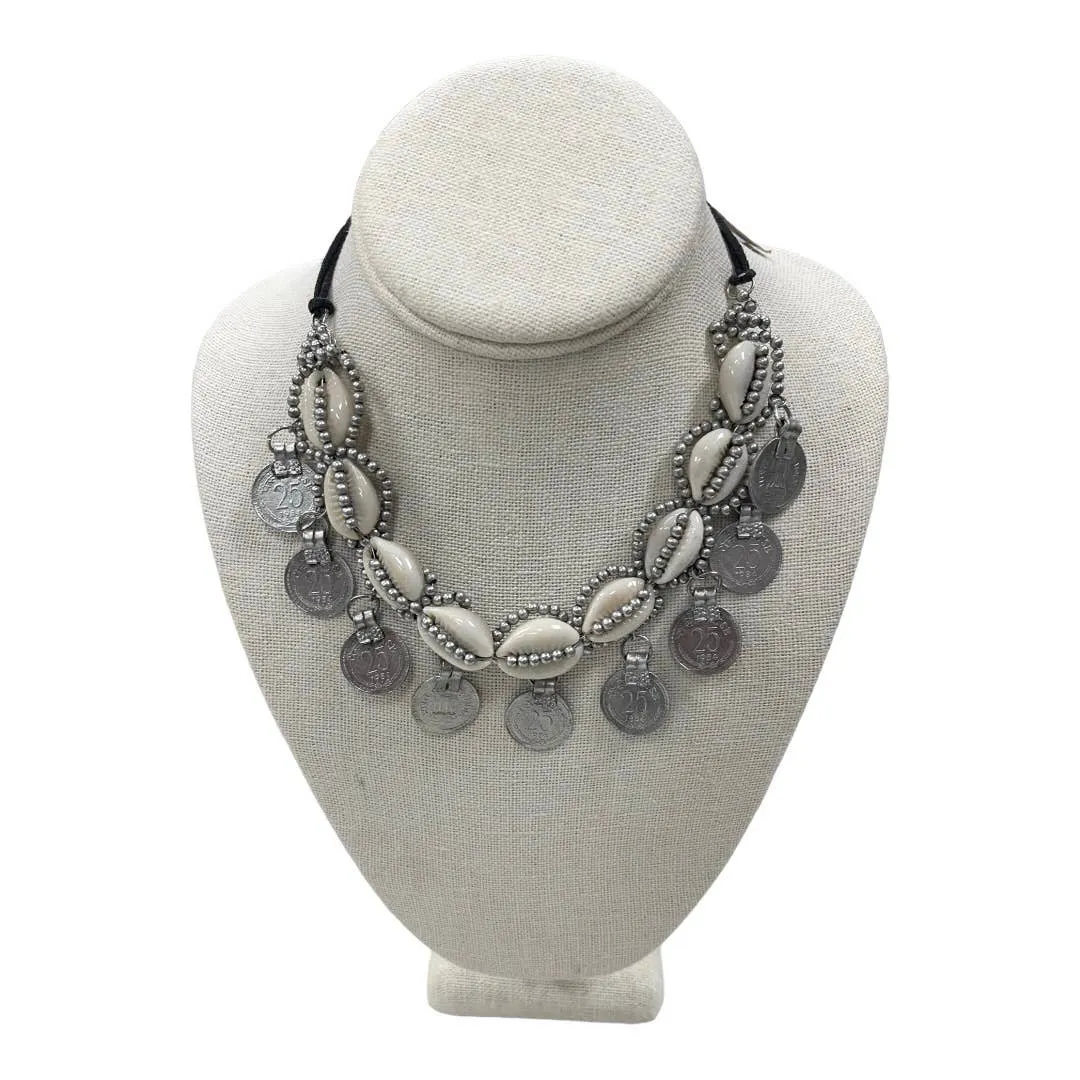 Free People Shell and Coin Dangle Choker Necklace Bohemian New