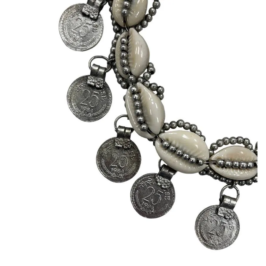 Free People Shell and Coin Dangle Choker Necklace Bohemian New