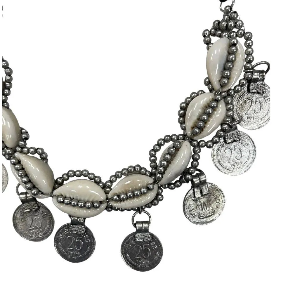 Free People Shell and Coin Dangle Choker Necklace Bohemian New
