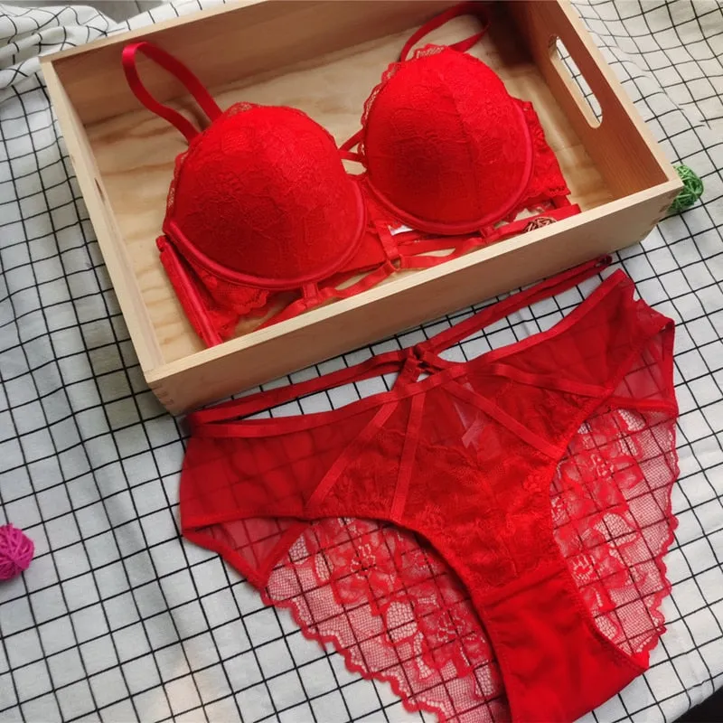 French Lace Hollow Out Lingerie Set