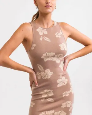 Hibiscus Knit Mini Dress in Taupe | Taupe