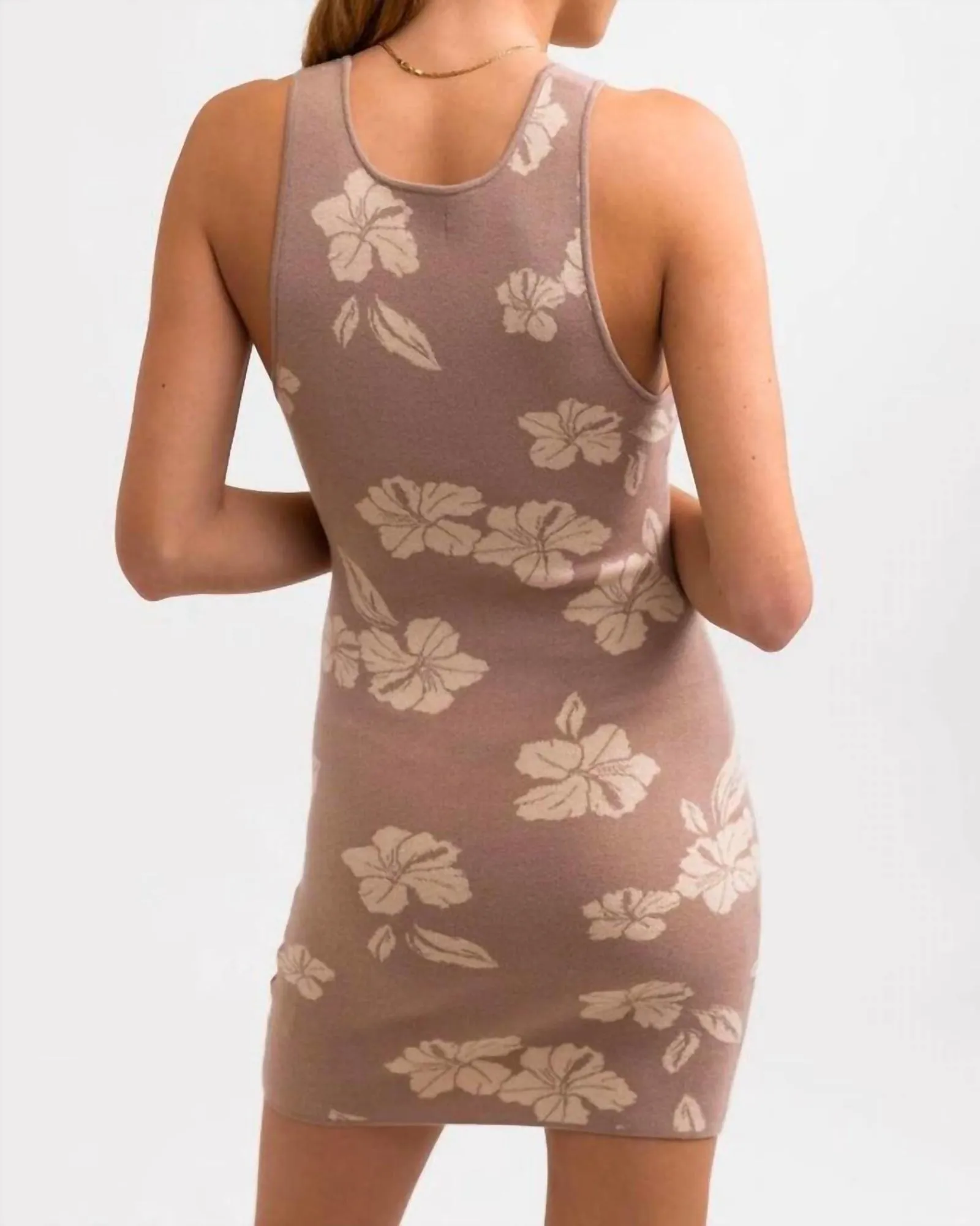 Hibiscus Knit Mini Dress in Taupe | Taupe