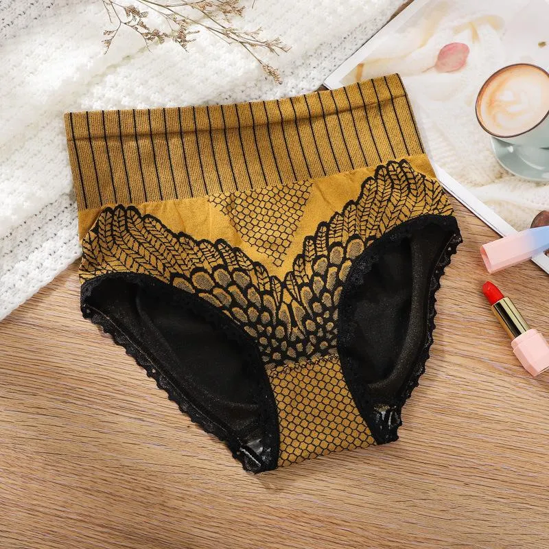 Hip Graphene Antibacterial Peacock Feather Embroidered Gynecological Panties