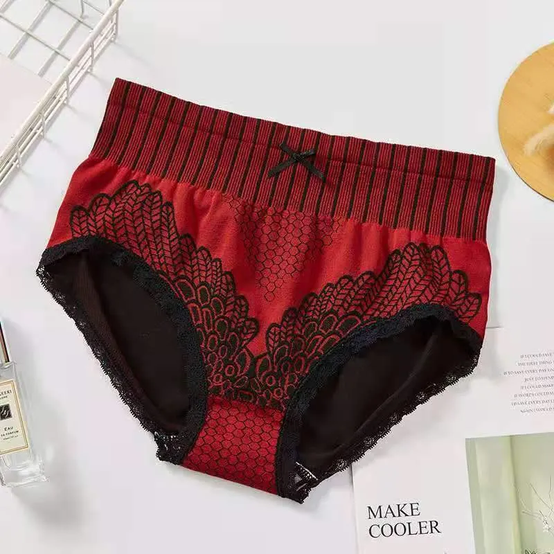 Hip Graphene Antibacterial Peacock Feather Embroidered Gynecological Panties