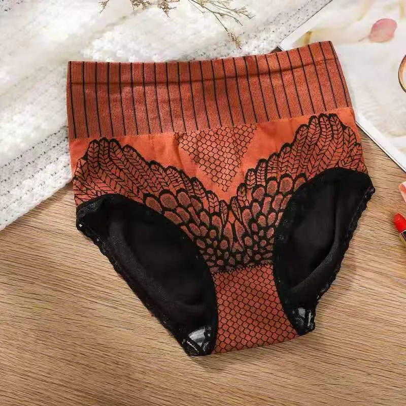 Hip Graphene Antibacterial Peacock Feather Embroidered Gynecological Panties
