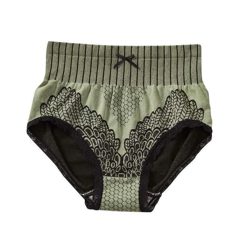 Hip Graphene Antibacterial Peacock Feather Embroidered Gynecological Panties