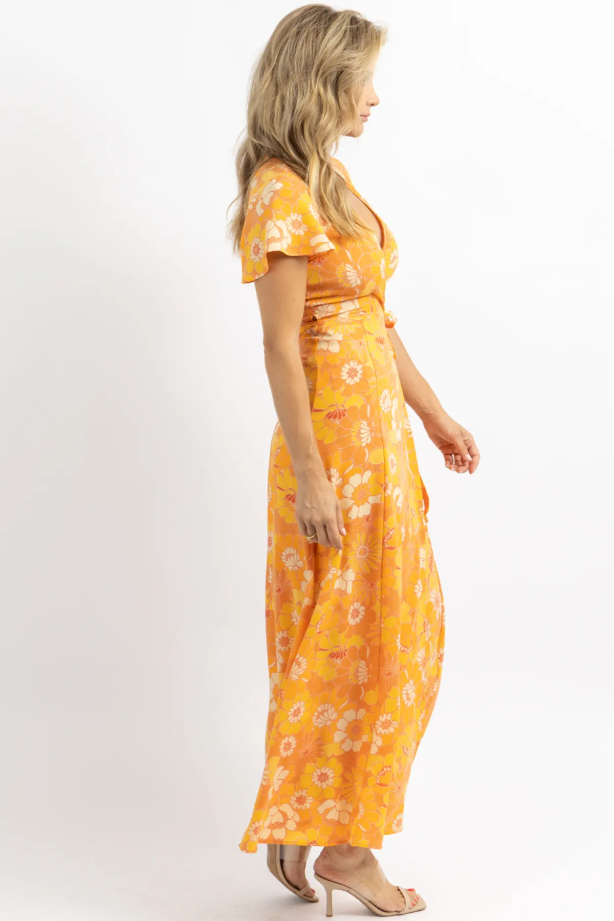 HONEY RUST WRAP MAXI DRESS
