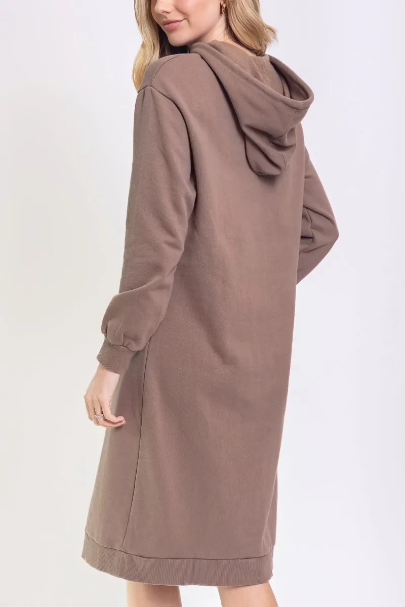 HOODIE DRESS 42" (BROWN)