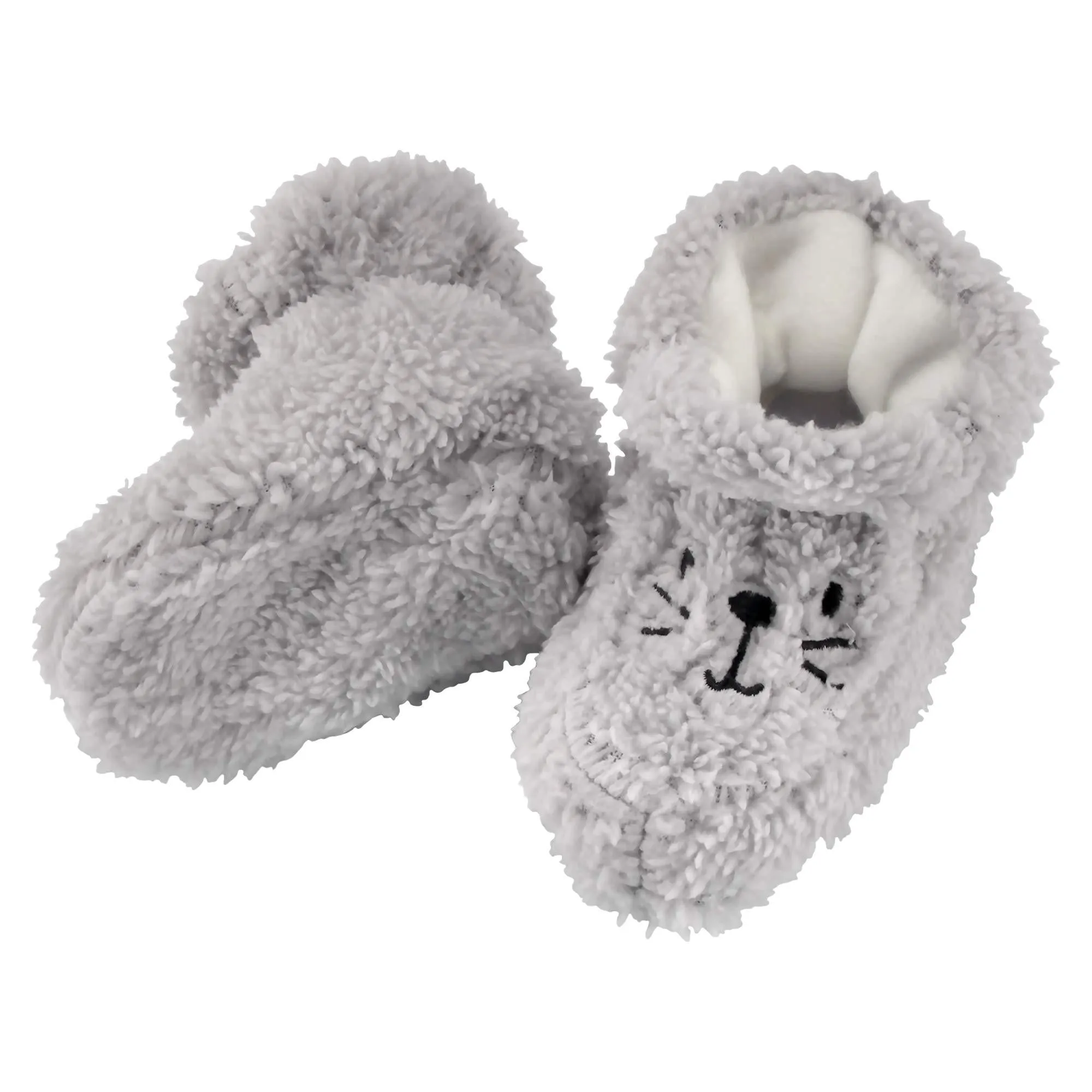 Infant Toddler Grey Soft Fluffy Plush Cozy Fuzzy Booties Slippers, Single Pair