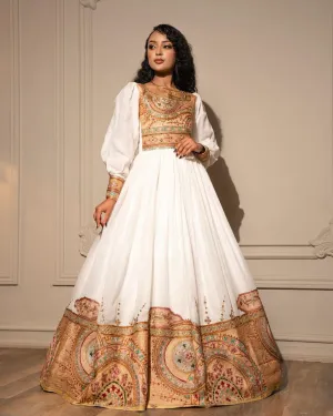 Intricate Golden Embroidery on Habesha Dress: with Modern Designs Ethiopian Traditional Dress Vibrant Eritrean Clothing