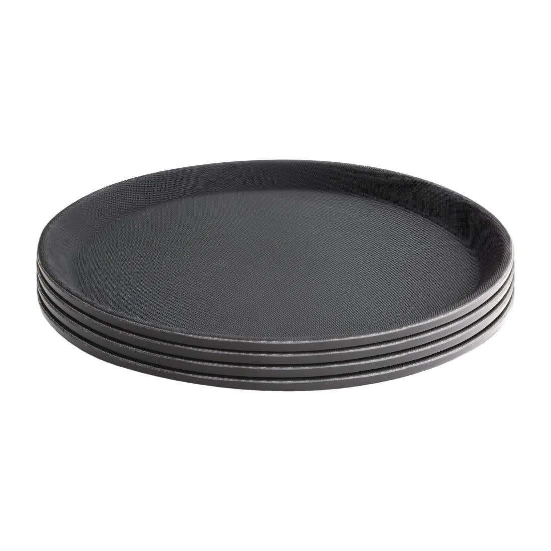J846 Kristallon Fibreglass Round Non-Slip Tray Black 356mm