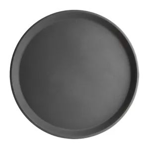 J846 Kristallon Fibreglass Round Non-Slip Tray Black 356mm