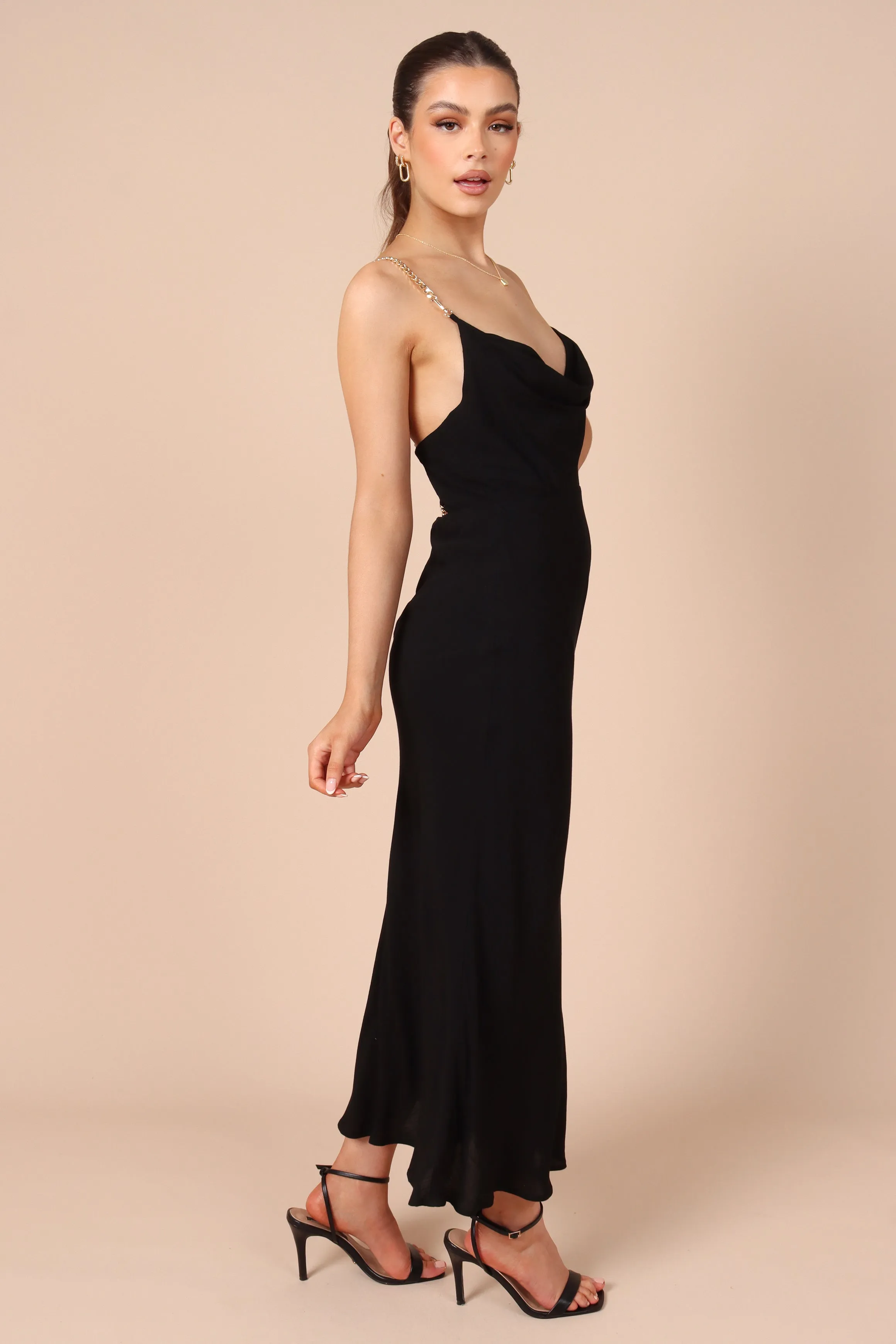 Khaleesi Slip Midi Dress - Black