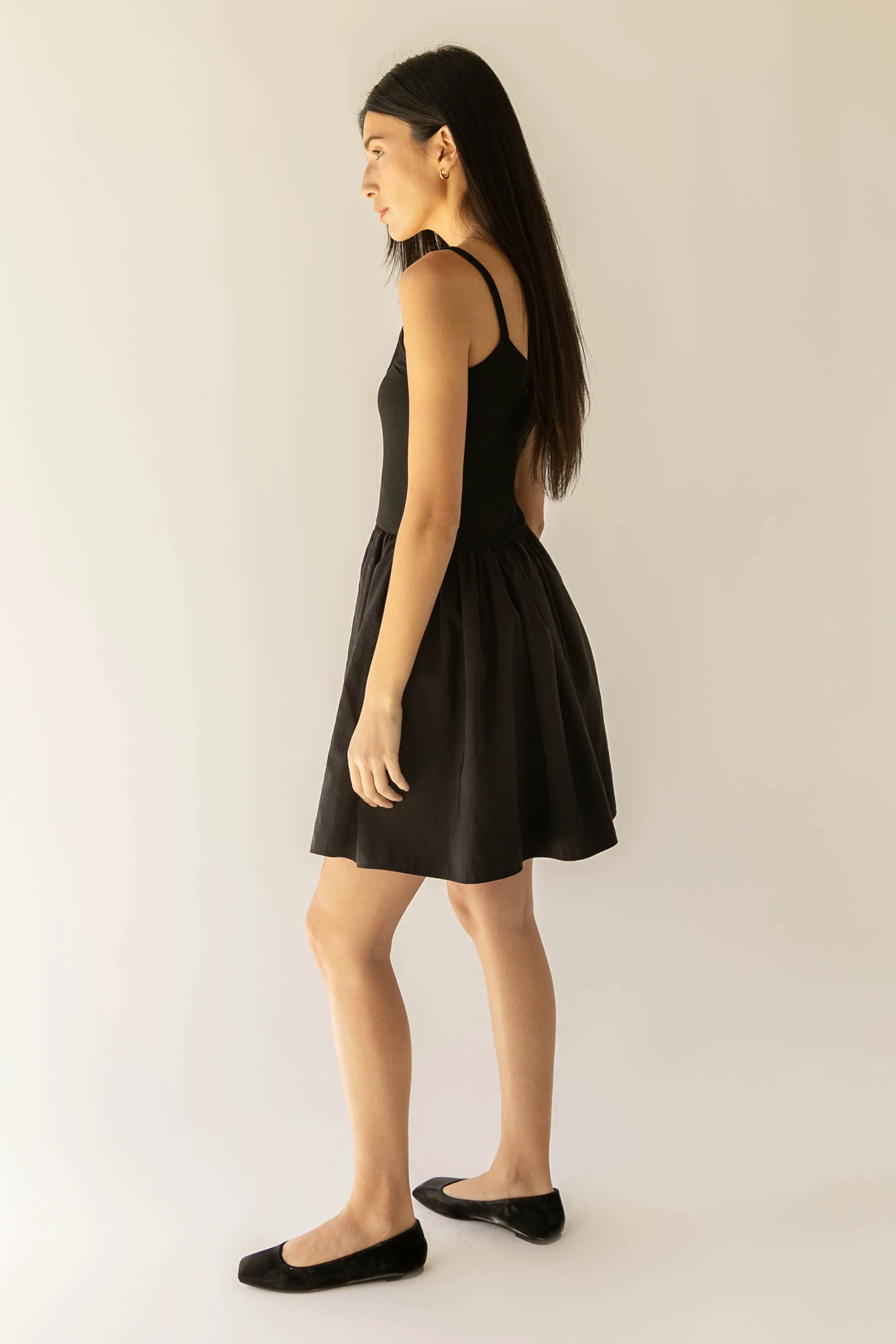 KNIT AND NYLON MINI DRESS